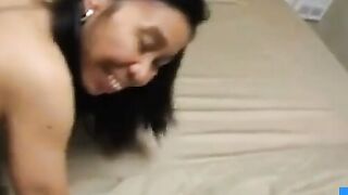 Amateur Thai in Stockings Blows and Rides a White Bull