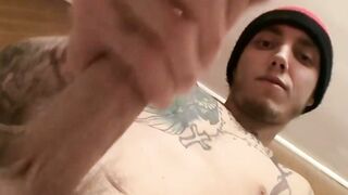 Blinx gets dick out and strokes up a thick creamy load