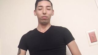 Hunk Rion Rivers shows smooth ass while stroking cock