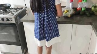 Step Daughter Cooking Her Stepfather Takes Advantage of Her When Left Home Alone
