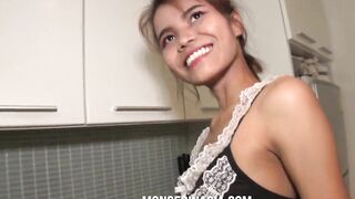 Skinny Beauty Thai Maid Banged Rough, Creampied