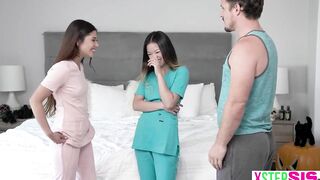 18 Yo BBFs Lulu Chu and Xxlayna Marie have cock doctor questions for dude