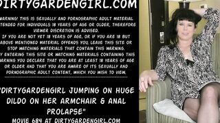Dirtygardengirl jumping on big toy & anal prolapse