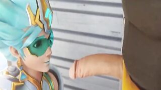 Atlantic Tracer From The Game Overwatch Receives a Facial Cummed (KreiSake)