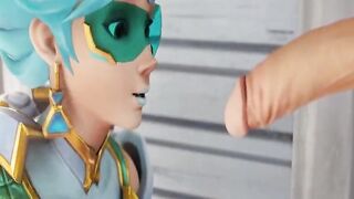 Atlantic Tracer From The Game Overwatch Receives a Facial Cummed (KreiSake)