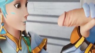 Atlantic Tracer From The Game Overwatch Receives a Facial Cummed (KreiSake)