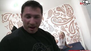 Blonde college women with natural boobies fucks the cleaning bro