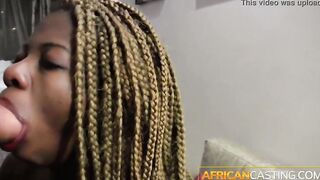 Thick african ghetto thot groaning for white dude's cum
