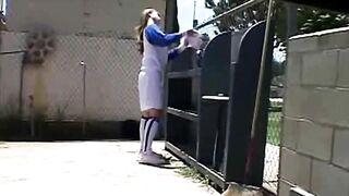 Little April loves baseball games and finger bang