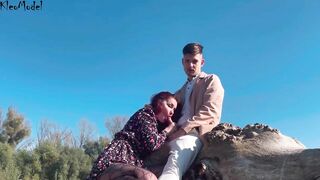 Outdoors naked, finger fucked, Sucking Off cock and cum into snatch KleoModel