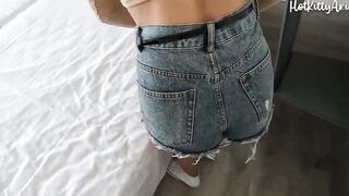 My slutty friend shows me her long melons and takes my penis desperate to screwed