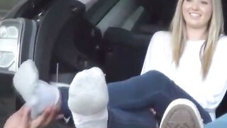 Amateur Foot and Ass Worship in the Car