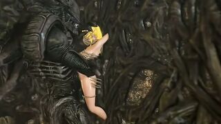 Alien Monster Rides Blonde Woman in Sci-Fi Cockpit Sex Scene