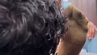 Black Feet Worship - Passionate Footjob by Black Guy with White Boy