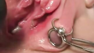 Clitoris is pumped and vibed
