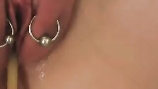 Clitoris is pumped and vibed