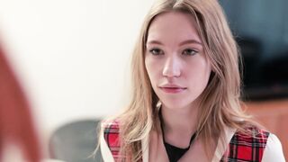Euro barely legal stepsister and BFF both into uniform fucked her stepbro
