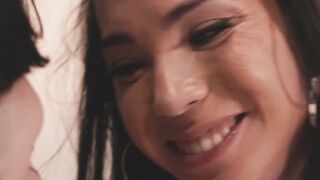 Bound Yhivi helpless while trans Kesey Kei drills her twat raw