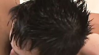 Pretty latino twink rides a dick and cums while being fucked