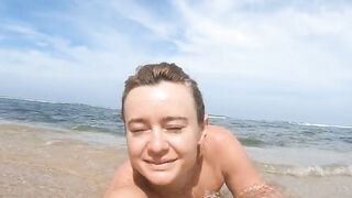 Blonde Babe's Naked Ocean Swim