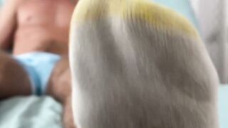 Bearded Solo Hunk Sawyer Admires His Feet While Stroking