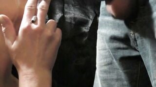 German Blonde MILF Smokes During Blowjob and Cumshot