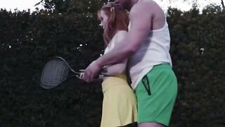 Slender Redhead Amateur Gets Lucky With Her Tennis Coach