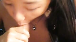 Pretty Asian Amateur Gives Enthusiastic Blowjob
