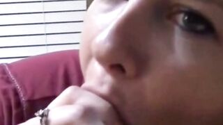 Amateur Housewife Gets a Big Facial from Strangers