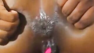 Brazilian Black Amateur Teases and Fists Herself on Webcam