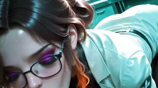 Genius brunette scientist takes passionate sex with hot facial under lab lights (AI)