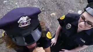 Busty Cop Gives Blowjob to Weed-Planting MILF