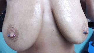 highandhorny22 – Oiling up my huge natural boobies!
