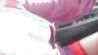 Frina vehicle has broken auto navigator. Beauty blonde cougar cougar driving into tights without skirt or lingerie and asks for directions from random passerby. Outdoor nudity. Inside outdoor. Public. Outdoor