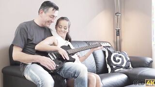 OLD4K. Tall older musician copulates with enticing women