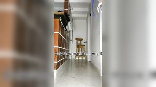 Young Colombian with huge hair masturbates her cunt