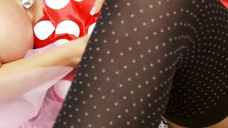 sexy cuties inside Cutie costumes masturbate side by side with sex toy