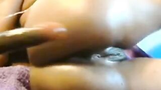 Ebony Barbie Squirts on Webcam with Sex Toy