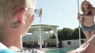 Adira Allure Deepthroats Cock in Poolside MILF Scene with Ariel Demure