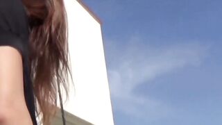 Elegant Japanese Brunette Grinds Solo Outdoors