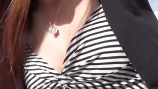 Elegant Japanese Brunette Grinds Solo Outdoors