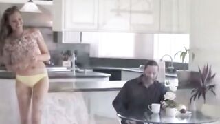 Gray-Haired Man Licks Friend's Ass And Fucks Her In Kitchen