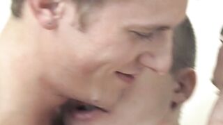 Krist Cummings and Carson Diamond join skinny twink Jackson Miller in shower threesom