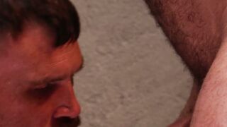 Two dominant dudes fist Ian Sterlings ass while another sucks his cock