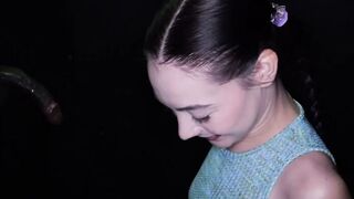 Petite chick Dolly Paige consumes her first gloryhole shaft