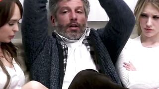 Therapy Helps Coeds Share Again by Making Them Ride His Hard Dick Together