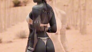 Wakanda tribal women take first white cock in a remote village (AI-Generated)