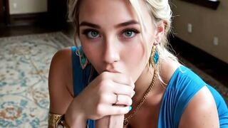 Glamorous AI Mom in Blue Gown Loves Passionate Deep Sex