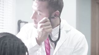 Petite African MILF Kira Noir Takes Doctor's Huge Dick For Cash