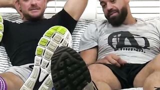 Hunk Swallows Feet as Owner Masturbates